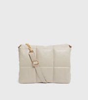 New Look Cream Leather-Look Puffer Large Cross Body Bag